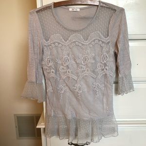Light Gray beautiful lace shirt from Maurices